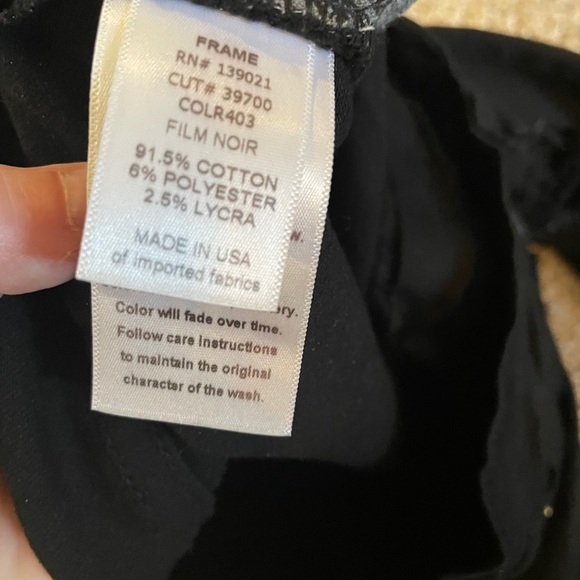 Frame Denim Le Color Rip Skinny Jeans Black Sz 27 - Picture 7 of 9
